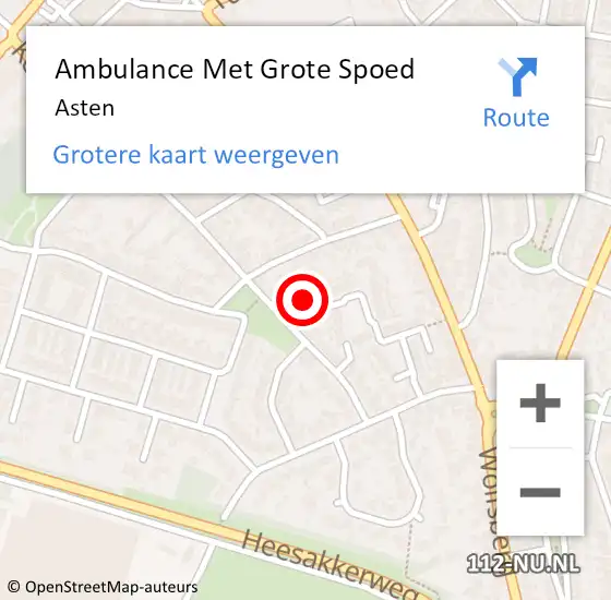 Locatie op kaart van de 112 melding: Ambulance Met Grote Spoed Naar Asten op 11 mei 2024 11:49