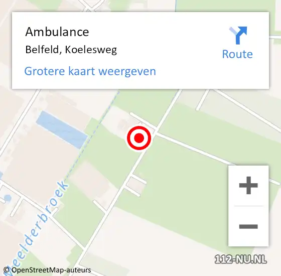 Locatie op kaart van de 112 melding: Ambulance Belfeld, Koelesweg op 5 oktober 2014 13:41