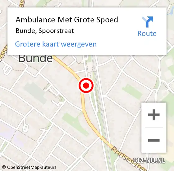 Locatie op kaart van de 112 melding: Ambulance Met Grote Spoed Naar Bunde, Spoorstraat op 5 oktober 2014 13:45