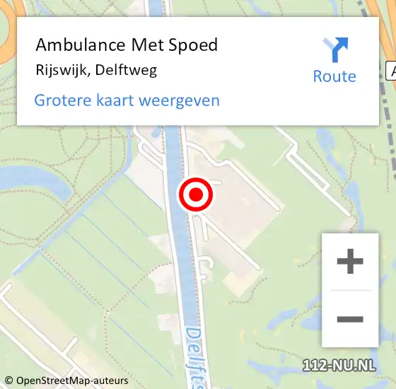 Locatie op kaart van de 112 melding: Ambulance Met Spoed Naar Rijswijk, Delftweg op 11 mei 2024 12:13