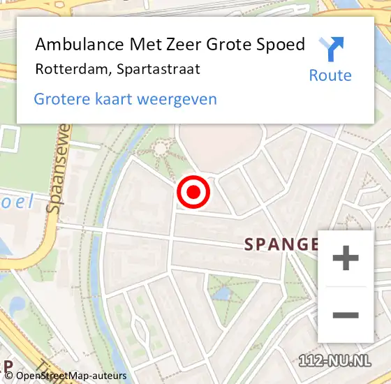 Locatie op kaart van de 112 melding: Ambulance Met Zeer Grote Spoed Naar Rotterdam, Spartastraat op 11 mei 2024 12:17