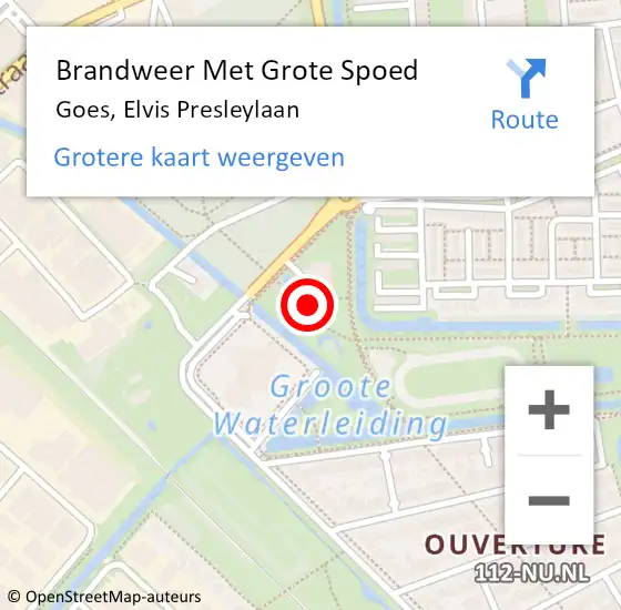 Locatie op kaart van de 112 melding: Brandweer Met Grote Spoed Naar Goes, Elvis Presleylaan op 11 mei 2024 12:18