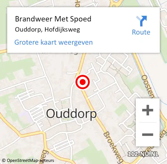 Locatie op kaart van de 112 melding: Brandweer Met Spoed Naar Ouddorp, Hofdijksweg op 11 mei 2024 12:18