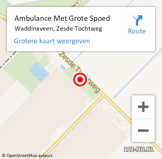 Locatie op kaart van de 112 melding: Ambulance Met Grote Spoed Naar Waddinxveen, Zesde Tochtweg op 11 mei 2024 12:49