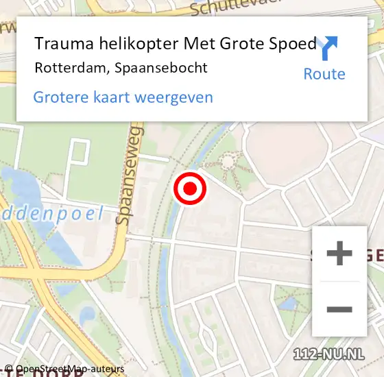 Locatie op kaart van de 112 melding: Trauma helikopter Met Grote Spoed Naar Rotterdam, Spaansebocht op 11 mei 2024 12:50