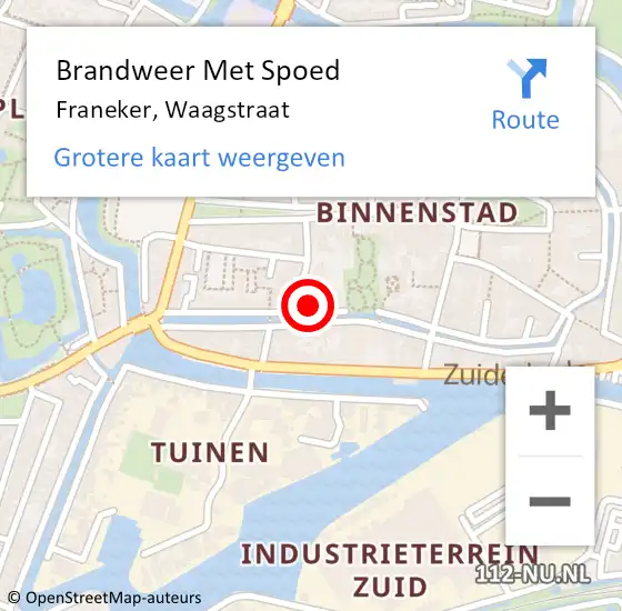 Locatie op kaart van de 112 melding: Brandweer Met Spoed Naar Franeker, Waagstraat op 11 mei 2024 12:54