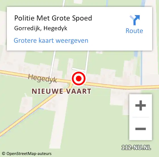 Locatie op kaart van de 112 melding: Politie Met Grote Spoed Naar Gorredijk, Hegedyk op 11 mei 2024 13:22