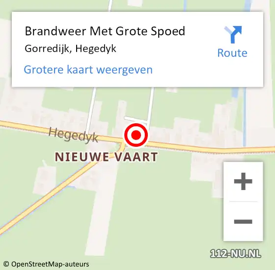 Locatie op kaart van de 112 melding: Brandweer Met Grote Spoed Naar Gorredijk, Hegedyk op 11 mei 2024 13:25