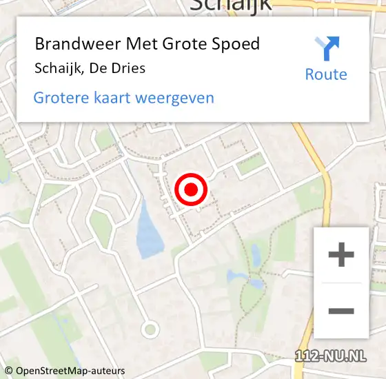 Locatie op kaart van de 112 melding: Brandweer Met Grote Spoed Naar Schaijk, De Dries op 11 mei 2024 13:32