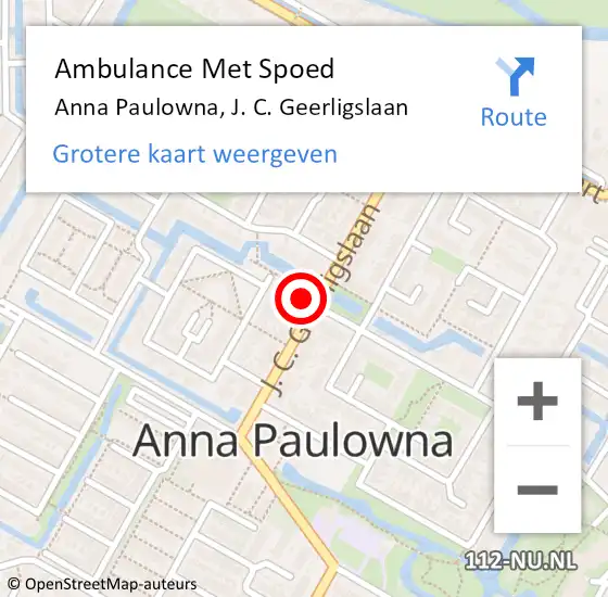 Locatie op kaart van de 112 melding: Ambulance Met Spoed Naar Anna Paulowna, J. C. Geerligslaan op 11 mei 2024 13:38