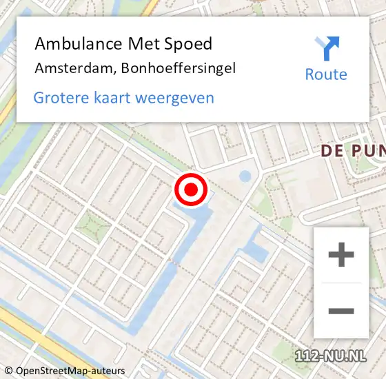 Locatie op kaart van de 112 melding: Ambulance Met Spoed Naar Amsterdam, Bonhoeffersingel op 11 mei 2024 13:45