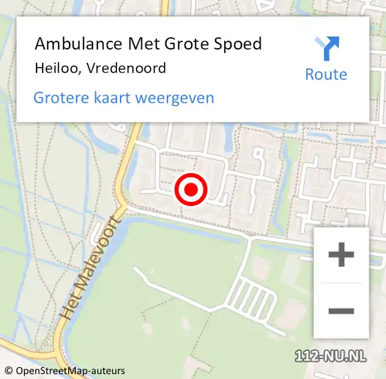 Locatie op kaart van de 112 melding: Ambulance Met Grote Spoed Naar Heiloo, Vredenoord op 11 mei 2024 13:46