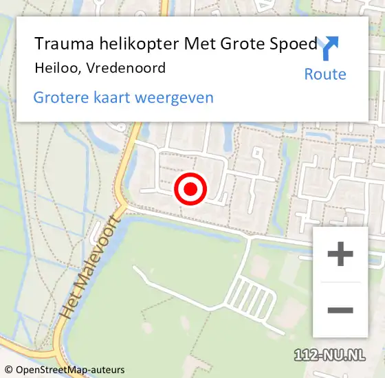 Locatie op kaart van de 112 melding: Trauma helikopter Met Grote Spoed Naar Heiloo, Vredenoord op 11 mei 2024 13:47