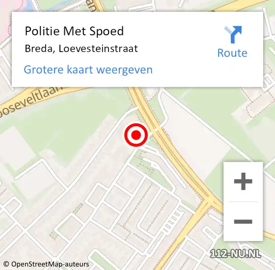 Locatie op kaart van de 112 melding: Politie Met Spoed Naar Breda, Loevesteinstraat op 11 mei 2024 13:59