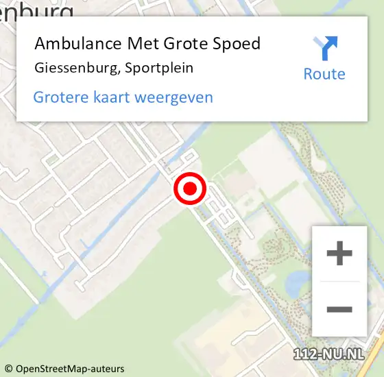 Locatie op kaart van de 112 melding: Ambulance Met Grote Spoed Naar Giessenburg, Sportplein op 11 mei 2024 13:59