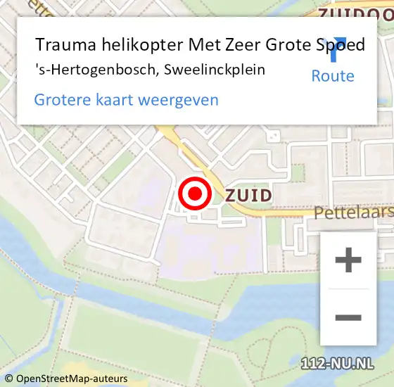 Locatie op kaart van de 112 melding: Trauma helikopter Met Zeer Grote Spoed Naar 's-Hertogenbosch, Sweelinckplein op 11 mei 2024 14:10