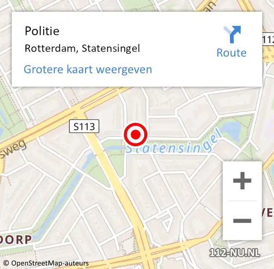 Locatie op kaart van de 112 melding: Politie Rotterdam, Statensingel op 11 mei 2024 14:13