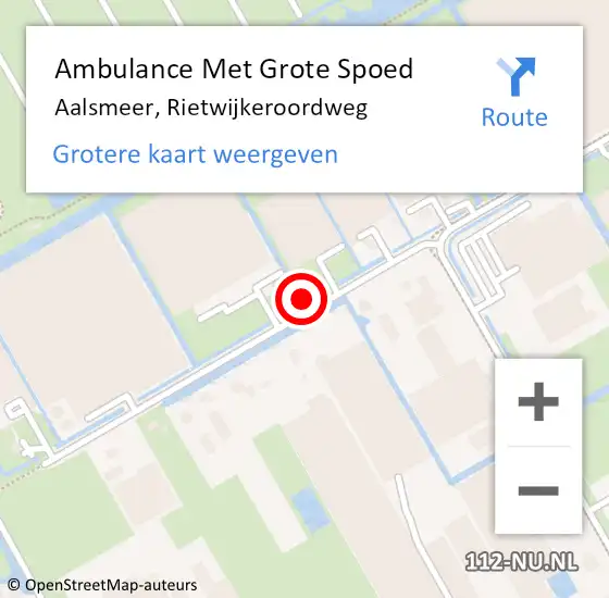 Locatie op kaart van de 112 melding: Ambulance Met Grote Spoed Naar Aalsmeer, Rietwijkeroordweg op 11 mei 2024 14:34