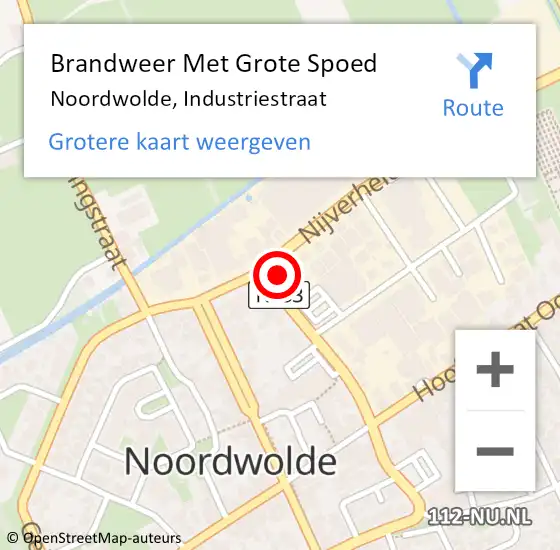 Locatie op kaart van de 112 melding: Brandweer Met Grote Spoed Naar Noordwolde, Industriestraat op 11 mei 2024 14:36