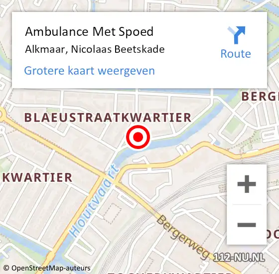 Locatie op kaart van de 112 melding: Ambulance Met Spoed Naar Alkmaar, Nicolaas Beetskade op 11 mei 2024 14:38