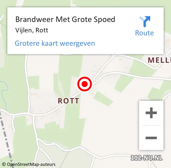 Locatie op kaart van de 112 melding: Brandweer Met Grote Spoed Naar Vijlen, Rott op 11 mei 2024 14:42