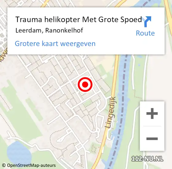 Locatie op kaart van de 112 melding: Trauma helikopter Met Grote Spoed Naar Leerdam, Ranonkelhof op 11 mei 2024 14:45