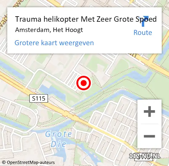 Locatie op kaart van de 112 melding: Trauma helikopter Met Zeer Grote Spoed Naar Amsterdam, Het Hoogt op 11 mei 2024 15:04