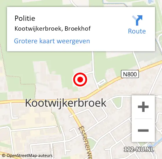 Locatie op kaart van de 112 melding: Politie Kootwijkerbroek, Broekhof op 11 mei 2024 15:04