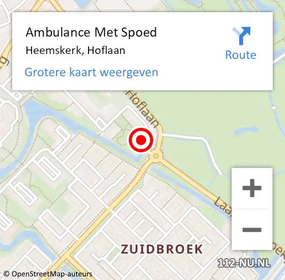 Locatie op kaart van de 112 melding: Ambulance Met Spoed Naar Heemskerk, Hoflaan op 11 mei 2024 15:05