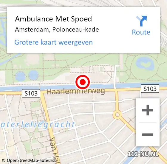 Locatie op kaart van de 112 melding: Ambulance Met Spoed Naar Amsterdam, Polonceau-kade op 11 mei 2024 15:08