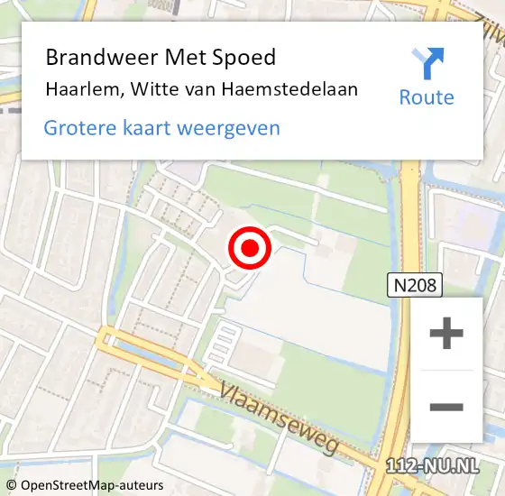 Locatie op kaart van de 112 melding: Brandweer Met Spoed Naar Haarlem, Witte van Haemstedelaan op 11 mei 2024 15:17