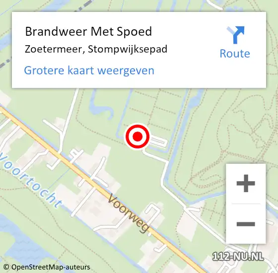 Locatie op kaart van de 112 melding: Brandweer Met Spoed Naar Zoetermeer, Stompwijksepad op 11 mei 2024 15:19