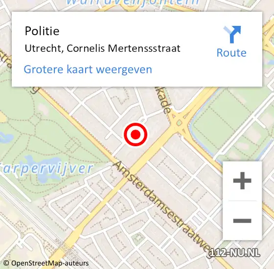 Locatie op kaart van de 112 melding: Politie Utrecht, Cornelis Mertenssstraat op 11 mei 2024 15:23