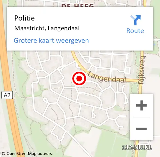 Locatie op kaart van de 112 melding: Politie Maastricht, Langendaal op 11 mei 2024 15:27
