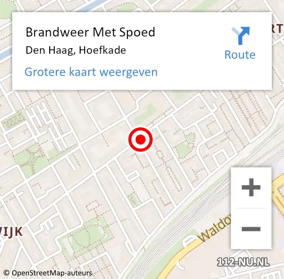 Locatie op kaart van de 112 melding: Brandweer Met Spoed Naar Den Haag, Hoefkade op 11 mei 2024 15:27