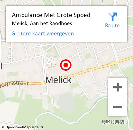 Locatie op kaart van de 112 melding: Ambulance Met Grote Spoed Naar Melick, Aan het Raodhoes op 11 mei 2024 15:28