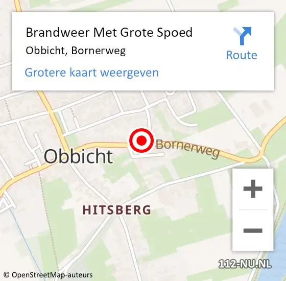 Locatie op kaart van de 112 melding: Brandweer Met Grote Spoed Naar Obbicht, Bornerweg op 11 mei 2024 15:28