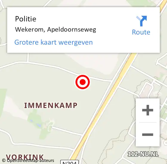 Locatie op kaart van de 112 melding: Politie Wekerom, Apeldoornseweg op 11 mei 2024 15:29