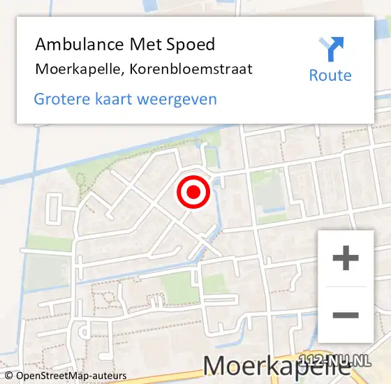 Locatie op kaart van de 112 melding: Ambulance Met Spoed Naar Moerkapelle, Korenbloemstraat op 11 mei 2024 15:34