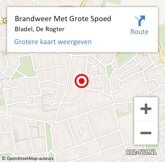 Locatie op kaart van de 112 melding: Brandweer Met Grote Spoed Naar Bladel, De Rogter op 11 mei 2024 16:04