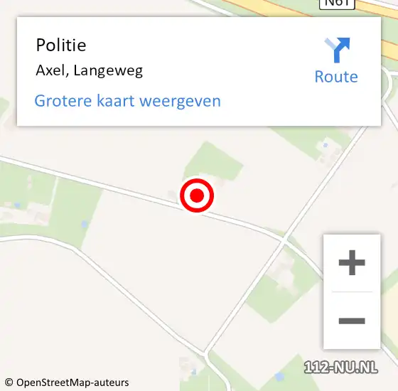 Locatie op kaart van de 112 melding: Politie Axel, Langeweg op 11 mei 2024 16:06