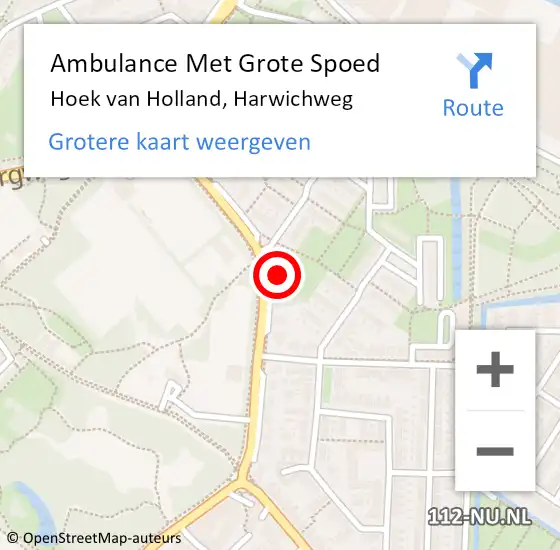 Locatie op kaart van de 112 melding: Ambulance Met Grote Spoed Naar Hoek van Holland, Harwichweg op 11 mei 2024 16:07