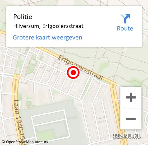 Locatie op kaart van de 112 melding: Politie Hilversum, Erfgooiersstraat op 11 mei 2024 16:15
