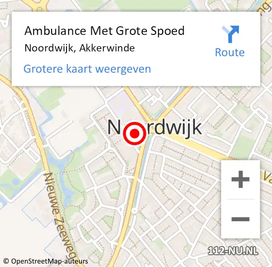 Locatie op kaart van de 112 melding: Ambulance Met Grote Spoed Naar Noordwijk, Akkerwinde op 11 mei 2024 16:23