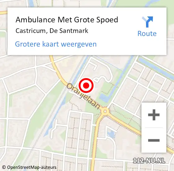 Locatie op kaart van de 112 melding: Ambulance Met Grote Spoed Naar Castricum, De Santmark op 11 mei 2024 16:31