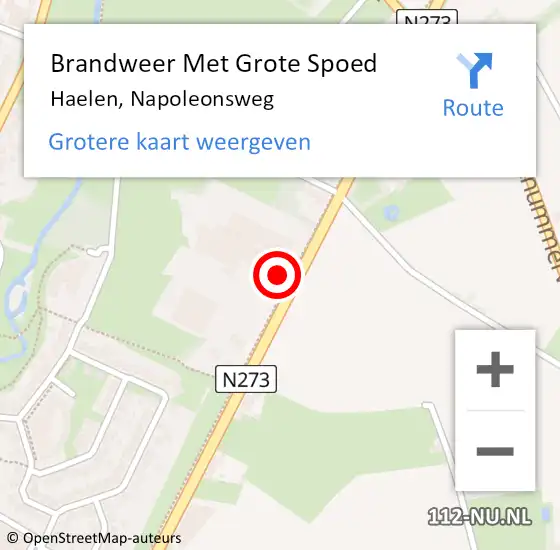 Locatie op kaart van de 112 melding: Brandweer Met Grote Spoed Naar Haelen, Napoleonsweg op 11 mei 2024 16:54