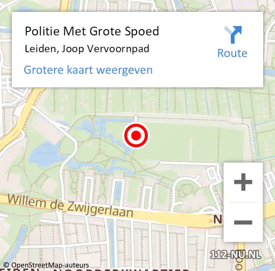 Locatie op kaart van de 112 melding: Politie Met Grote Spoed Naar Leiden, Joop Vervoornpad op 11 mei 2024 16:56