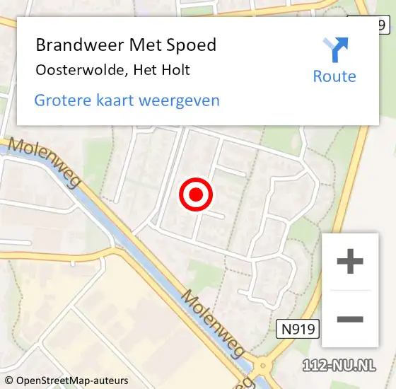 Locatie op kaart van de 112 melding: Brandweer Met Spoed Naar Oosterwolde, Het Holt op 11 mei 2024 16:57