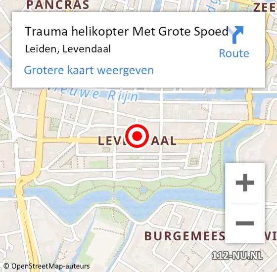 Locatie op kaart van de 112 melding: Trauma helikopter Met Grote Spoed Naar Leiden, Levendaal op 11 mei 2024 17:04