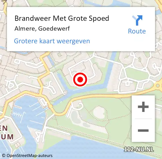 Locatie op kaart van de 112 melding: Brandweer Met Grote Spoed Naar Almere, Goedewerf op 11 mei 2024 17:18